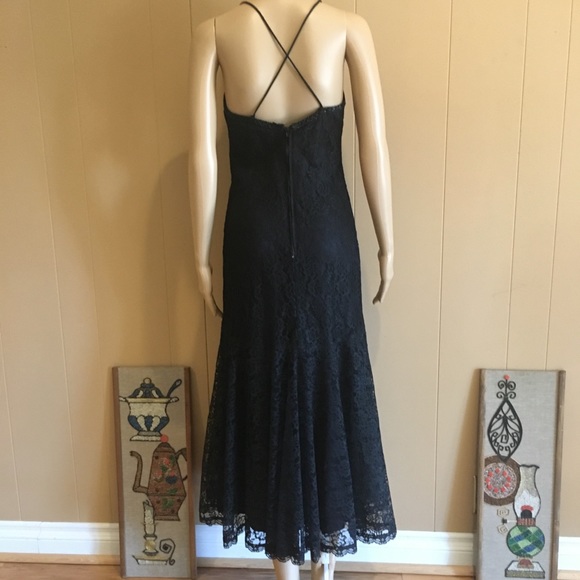 Vintage Black Lace Fishtail Gown - Picture 4 of 6